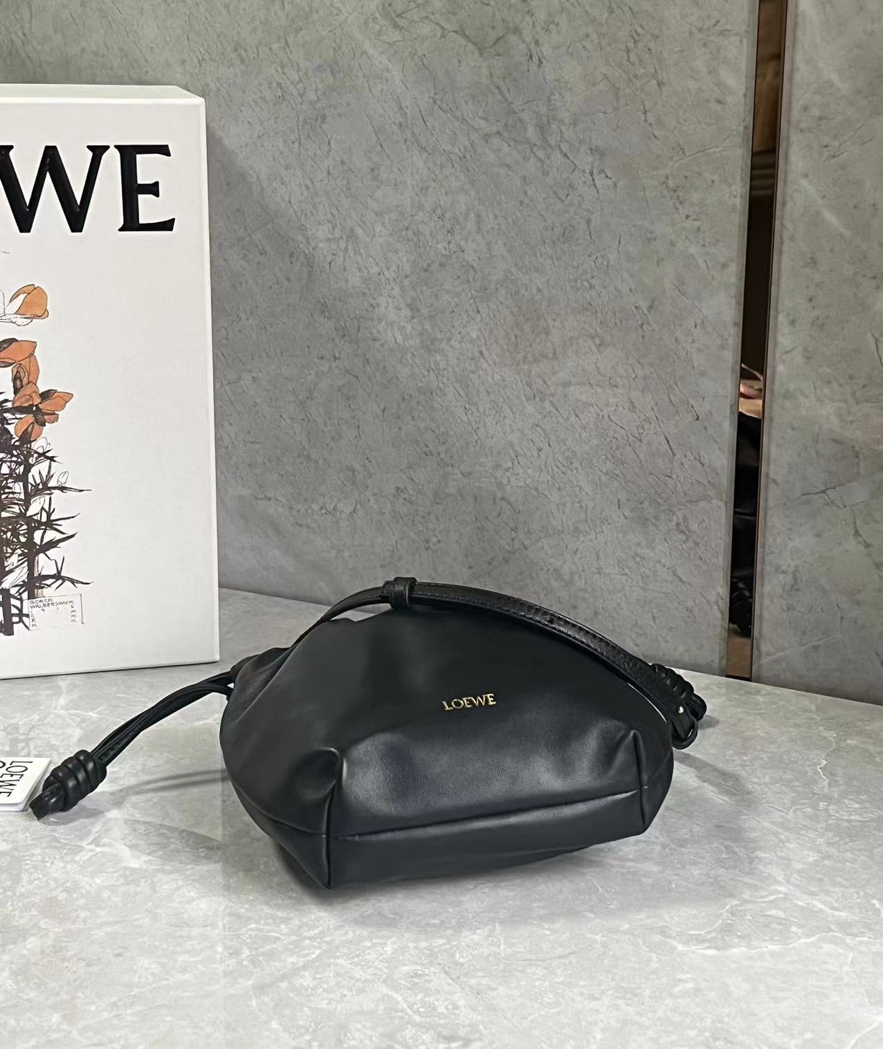 Loewe Mini Flamenco Purse bag in mellow nappa lambskin Black